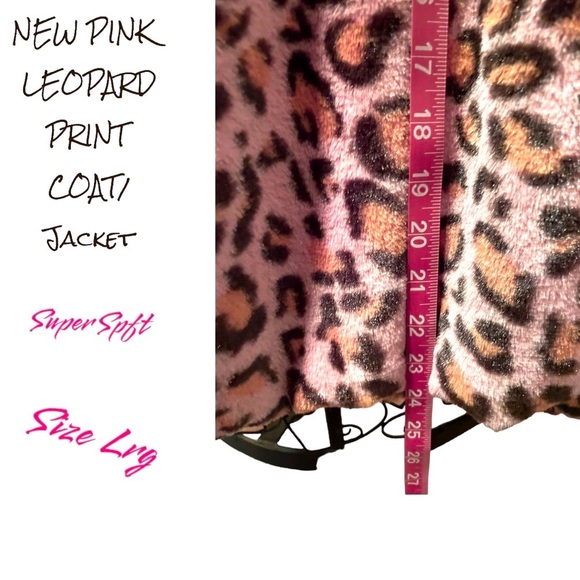 NEW LIGHT PINK LEOPARD PRINT COAT SOFT & COZY SZ LG OPEN CONCEPT & SILKY LINING - Picture 11 of 12